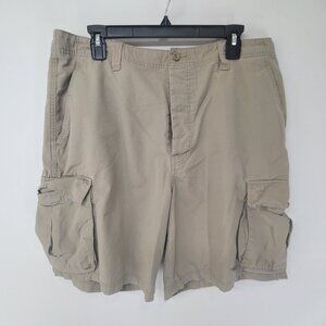 J. Crew Men's Button Fly Cargo Flat Front Shorts Beige Size 36 Preppy Casual